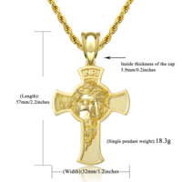 Pendentif Croix Artisanale Supérieure Plaqué Or Double Finition, Collier Hip Hop Religieux pour Hommes, Idéal Streetwear et Soirées
