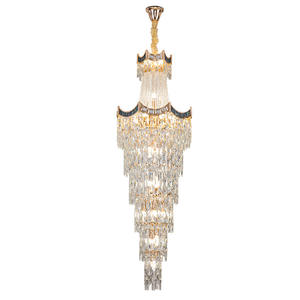 zeal lighting loft apartment luxury Giant <b>crystal</b> long <b>chandelier</b> decoration drop light for villa - Product Image 6