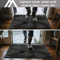 Tapis de sol de bienvenue absorbant Tapis d'entrée lavable antidérapant Tapis de porte Dirt Trapper pour chaussures et pattes boueuses et humides