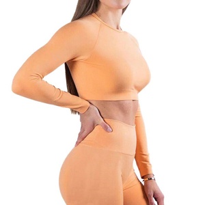 เสื้อยืดออกกำลังกายแขนยาวผู้หญิง ผ้าโพลีเอสเตอร์ผสมสแปนเด็กซ์ คุณภาพสูง ระบายอากาศได้ดี รีไซเคิลได้ รับผลิตตามสั่งขายส่ง - Product Image 6