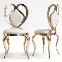 Chaise de salle à manger de luxe en acier inoxydable doré, design moderne, pour usage extérieur et hôtelier, personnalisable, pour événements, mariages, en cuir PU