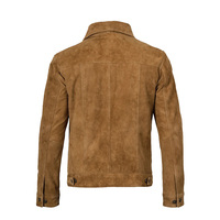 Veste en daim pour homme avec logo personnalisé, fermeture à boutons, poches poitrine, style vintage, vêtement d'extérieur décontracté