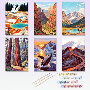 Lot de 6 kits de <span class=keywords><strong>peinture</strong></span> par numéros de paysages, kit d'artisanat acrylique, <span class=keywords><strong>peinture</strong></span> à l'huile DIY, support dropshipping pour les vendeurs français - Product Image 1