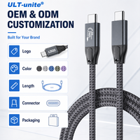 Câble USB Type C tressé ULT-unite personnalisé USB3.2 Gen2x2, charge rapide PD3.1 240W, câble de données 20 Gbps, prend en charge l'affichage vidéo 4K 60Hz