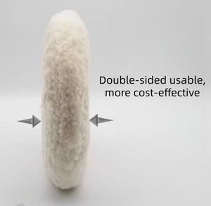 Tampon de polissage en <span class=keywords><strong>laine</strong></span> double face de 8 pouces de bonne qualité, couleur blanche, calibre 16, filetage 5/8''-11, pour polissage automobile, OEM, grain 1500 - Product Image 5