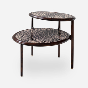 Đồ nội thất phòng khách sang trọng hiện đại có độ bóng cao sơn hình bầu dục đôi cà phê hàng đầu và Bàn phụ với họa tiết đồ họa - Product Image 5