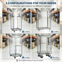 Conteneur à roulettes en fil métallique TER de haute qualité, européen, à 4 côtés, capacité 500 kg, pour entrepôt mobile et logistique, pour le stockage sécurisé des marchandises