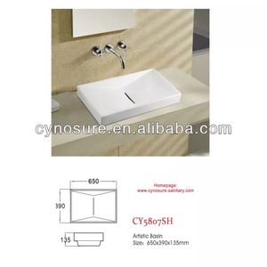 Lavabo de Cerámica para Baño, Tamaños Personalizables, Lavabo Rectangular de Superficie Sólida - Product Image 2