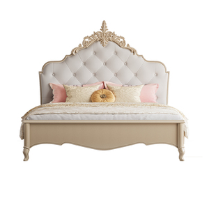 <span class=keywords><strong>Lit</strong></span> capitonné en bois massif de style français personnalisable pour projets hôteliers/appartements - Taille King avec cadre sculpté, OEM/ODM - Product Image 2