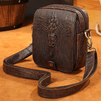 Sacoche Homme en Cuir Véritable Haute Qualité Motif Crocodile, Petit Sac Bandoulière Homme, Sac Messager en Cuir Véritable
