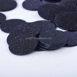 Piedra preciosa de cristal de arena azul Piedra natural Parte posterior plana Cuentas de piedra natural Círculo plano Cuenta con forma de Disco de 10mm para la fabricación de joyas - Product Image 4