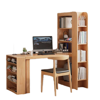Poste de travail multifonctionnel en bois avec design compact et rangement bibliothèque pour étudiants, chambre à coucher ou hôtel
