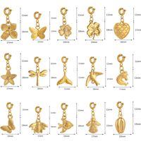 Pendentif DIY en Acier Inoxydable 316L Plaqué Or 18K pour Filles Libellule Cheval Insecte Fleur Série Collier Zircon Bijoux à la Mode