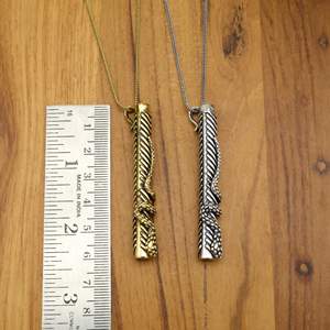 สร้อยคอจี้หลอดกรงเล็บมังกรนอร์สไวกิ้งเครื่องประดับสร้อยคอแนวแฟนตาซีเครื่องรางท่อสีทองและเงิน - Product Image 4