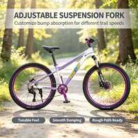 Vélo de montagne MTBGO de haute qualité en acier au carbone, 21 vitesses, 29 pouces, freins à disque, suspension intégrale, pédales ordinaires, roues en alliage d'aluminium
