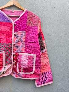 Abrigo Casual de Invierno para Mujer, 100% Algodón con Parches Hechos a Mano, Acolchado, Manga Larga, Estampado Floral, Cierre de Cinturón, Suave y de Secado Rápido - Product Image 4