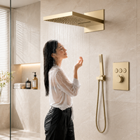 Mitigeur de douche thermostatique en laiton doré brossé, encastré, avec commande intelligente par bouton-poussoir, pour salle de bain