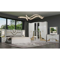 Juego de Muebles de Dormitorio Moderno, Cama Doble de Madera, Dormitorio Principal, Almacenamiento, Estructura de Madera, Juego de Dormitorio Completo Tamaño King
