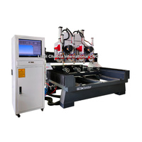 Machine de gravure CNC à 4 têtes avec rotatif et scie pour la sculpture de colonnes, de balustrades et de statues en pierre