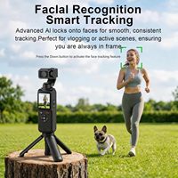 Videocamera Tascabile 4K con Sensore CMOS, Tracciamento Facciale AI, WiFi, Memoria Integrata da 64GB, Lente Rotante a 330°