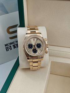 Reloj cronógrafo automático de dos tonos para hombre, esfera negra y dorada, bisel de cerámica, luminoso, resistente al agua hasta 10 ATM, acero inoxidable, informal, de negocios - Product Image 5