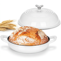 Four à pain en fonte émaillée, cocotte robuste avec couvercle, intérieur antiadhésif 7 couches, poignées à boucle, compatible induction