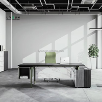 Bureau de direction moderne en bois MFC MDF, extensible en forme de L, durable, résistant à l'eau, avec rangement