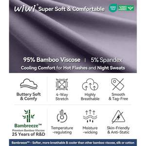 Ensemble de pyjama en viscose de bambou pour femme, haut boutonné et pantalon doux, vêtements de nuit rafraîchissants, tailles S à 3X - Product Image 5