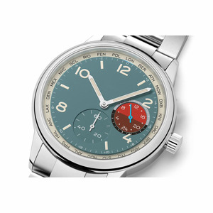 Jam Tangan Pria Klasik Kronograf dengan Tali, Casing Paduan Seng, Baja Anti Karat 22mm, Dial Merah, Kaca Kristal, Mesin Jepang, Tahan Air - Product Image 6