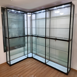 Vitrina de exhibición de vidrio, luz Led de aluminio estándar y personalizada, armario de exhibición de productos, venta <span class=keywords><strong>al</strong></span> <span class=keywords><strong>por</strong></span> <span class=keywords><strong>mayor</strong></span> - Product Image 2