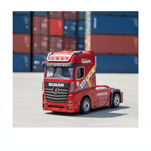 Camion porte-conteneurs RC WLtoys 6408 1/64 2.4G 4x4 à 3 vitesses avec remorque détachable, châssis motorisé, éclairage LED et son - Product Image 1