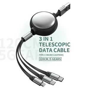 New Product 3A Fast Charging 3 In 1 Compact Charging Cable For Phone