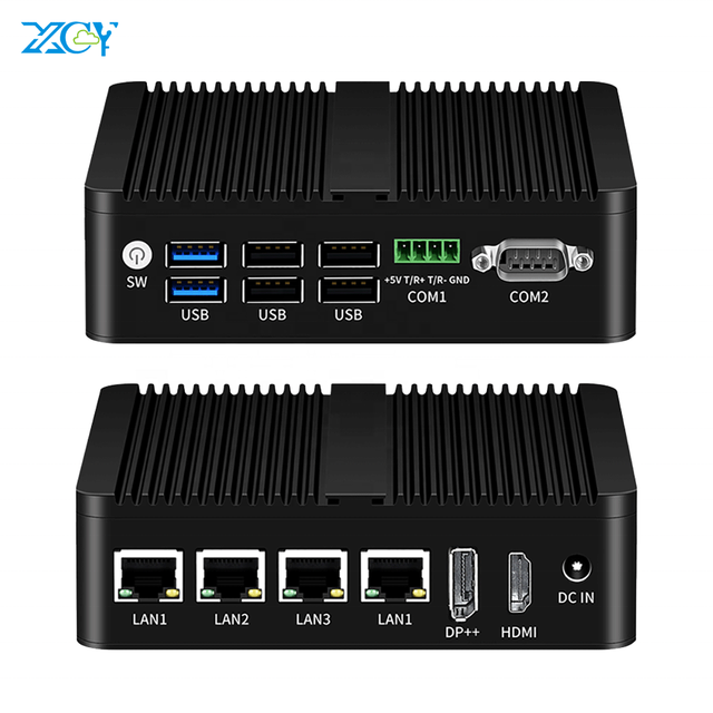 Intel N100 Fanless Industrial Firewall Router 4LAN 2.5G I225V Ethernet Nic RS485 RS232 Mini PC Server for Network IP Camera