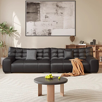 Sofá de Tres Plazas de Estilo Italiano Minimalista en Cuero Ecológico, Modelo Black Bear con Esponja de Alta Resiliencia, Ideal para Salas de Estar Pequeñas