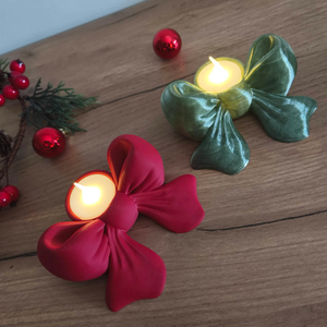 Candelabro con Lazo Navideño Impreso en 3D con Vela Electrónica, Adorno Decorativo para el Hogar y Regalo - Pre-venta Oddcraft SC-JR011 - Product Image 1