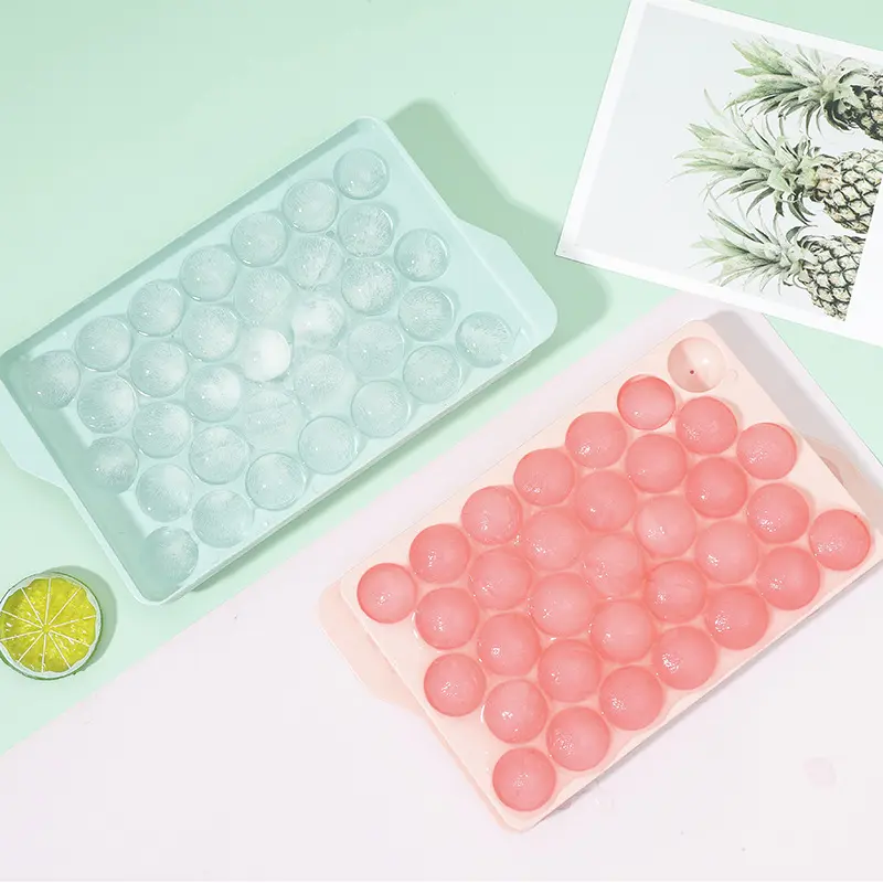33 Grids Double Layers Round Hockey Ice Ball Mold Plastic Ice Cube Tray Ice Ball Maker Mold