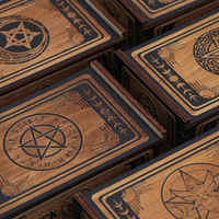 Boîte de rangement en bois noire à couvercle coulissant pour cartes de tarot, étui cadeau en bois pour cartes de tarot et d'oracle, boîte d'organisation pour emballage de cartes