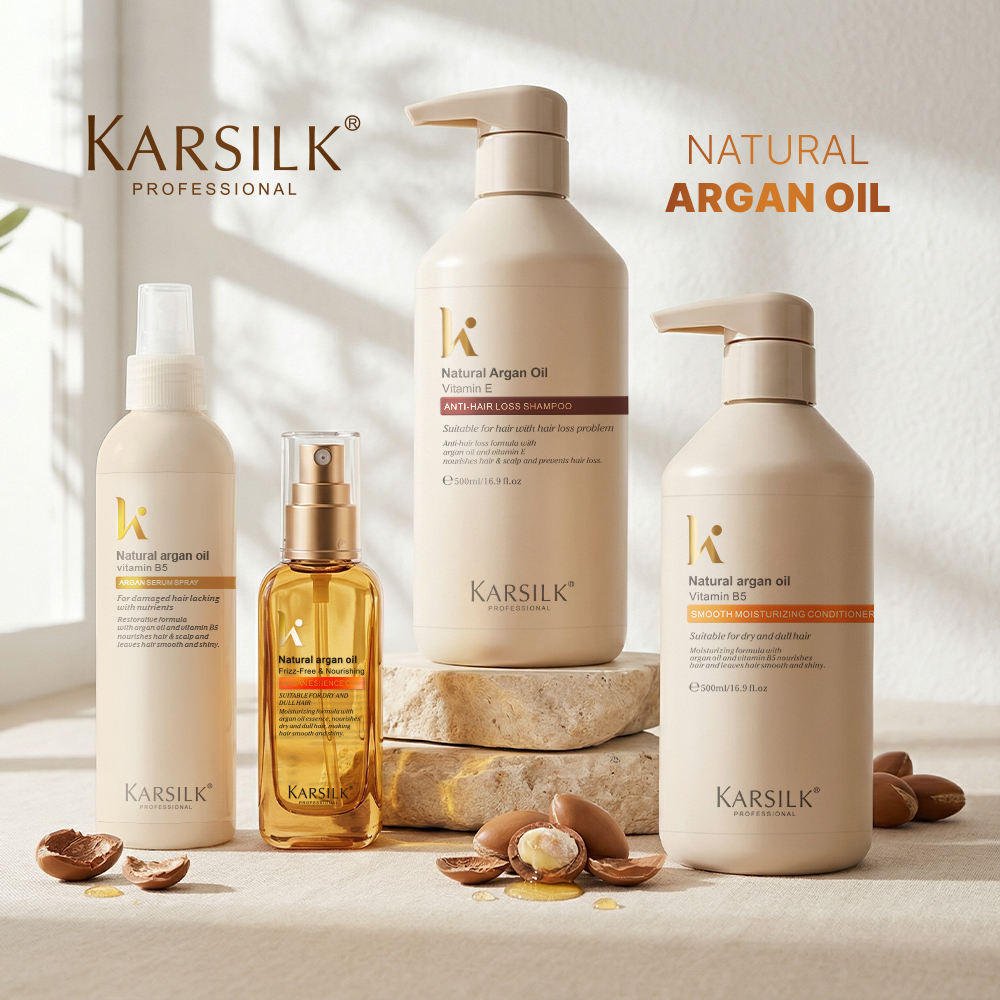 Karsilk Shampoo Argan Oil Hair Care Smooth Strengthening Shampoo OEM Organic Biotin Hair Shampoo And Conditioner Hair Care Sets