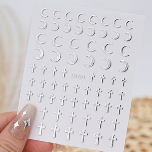 Pegatinas 3D para Uñas con Diseño <span class=keywords><strong>de</strong></span> Luna, Estrellas y Cruz, Adhesivos Holográficos Dorados con Forma <span class=keywords><strong>de</strong></span> Corazón y <span class=keywords><strong>Estrella</strong></span>, Hechos <span class=keywords><strong>de</strong></span> Plástico - Product Image 4
