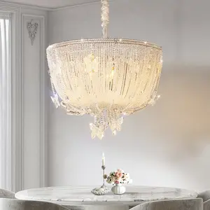 Crystal Butterfly Flower Pendant Lamps LED Modern European Romantic chandelier Fixture