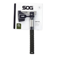 Hache tactique de survie SOG Camp Axe, hache compacte en acier durable avec marteau et étui pour le bushcraft en plein air (CH1001-CP)