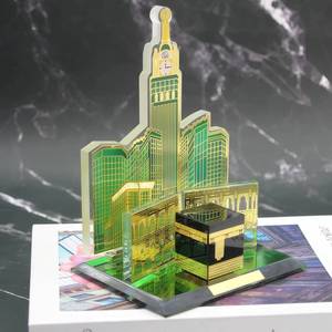Crystal Glass Kaaba and Saudi King Tower <b>Statues</b> - Durable Muslim Eid Al-Fitr Souvenir Gifts in Various Sizes - Product Image 1