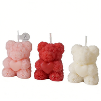 Bougie en forme d'ours en rose, bougie parfumée faite à la main, décoration d'intérieur, convient pour le salon, la chambre à coucher, les bougies de mariage