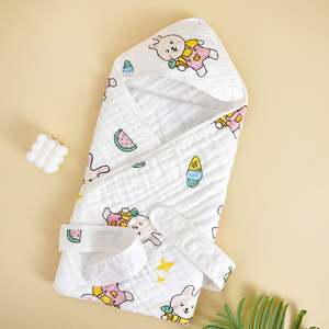 Wholesale Custom Design Baby Swaddle Wrap Natural Fabric Quick Dry Baby Soft Hooded Bath Towel - Product Image 4