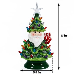 Resin Christmas <b>Tree</b> With Santa Claus Design Multicolored <b>Lights</b> Tabletop Indoor Decoration - Product Image 5