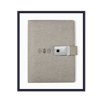 Carnet à feuilles mobiles en cuir format A5 personnalisé avec verrouillage par empreinte digitale sans fil, fonction de banque d'alimentation, enregistrement et technologie d'empreintes digitales