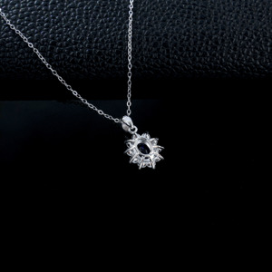 S925 Silver Lab-Grown Sapphire <b>Necklace</b> - Product Image 4
