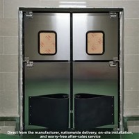 Puerta Doble Abatible Personalizable de Acero Inoxidable 304 con Cierre Automático, Anticolisión, Resistente a Impactos de PE y PVC