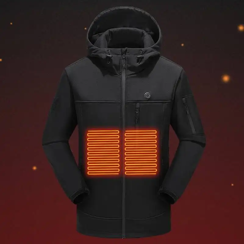 Verwarmde Damesjack Winter Licht Zwarte Rits Isolatie Warme Unisex Ski Wandelen Capuchon Down Heren Puffer Vintage Verwarmingsjas