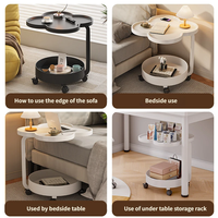 Table d'appoint moderne en forme de C avec roulettes, couleur blanc nuage, pour chambre, salon, coin café, canapé